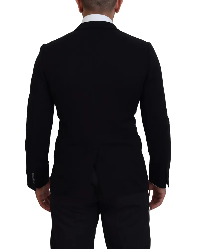 Dolce & Gabbana Men Black Wool Crown Slim Fit Jacket Blazer Clothing Black