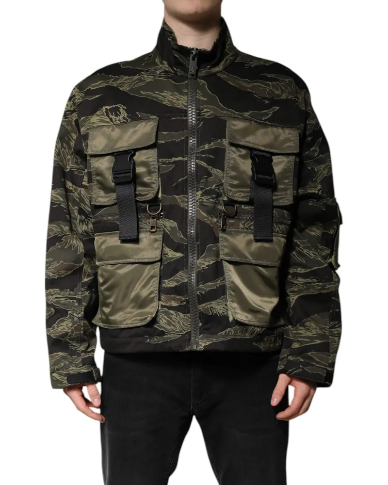 Dolce & Gabbana Men's Multicolor Camouflage Cotton Bomber Jacket Nylon Polyester Clothing Multicolor