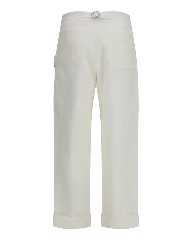 Umit Benan Men's Cotton Carpenter Pants White Cotton; Elastane Trousers White