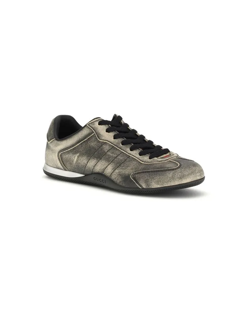 Gucci Women's Black Calf Leather Bos Taurus Low Top Sneakers Black