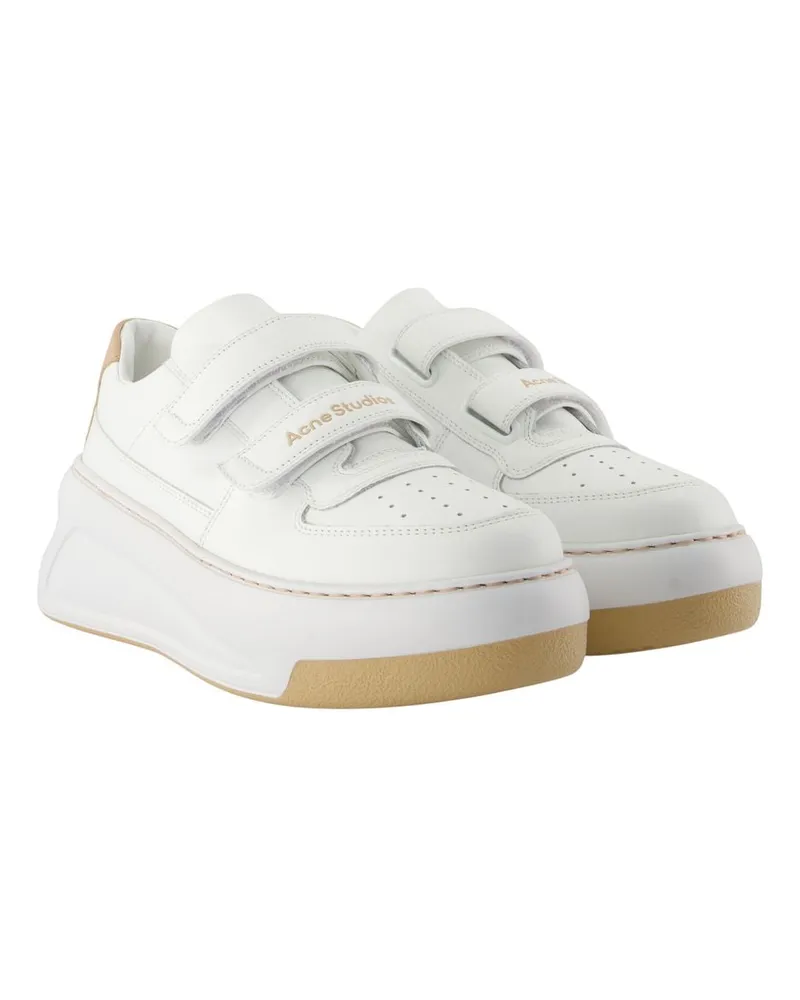 Acne Studios Unisex Sneakers Steffey U Friend Raise Double -  Leather White Cowhide Shoes Flat-Shoes White