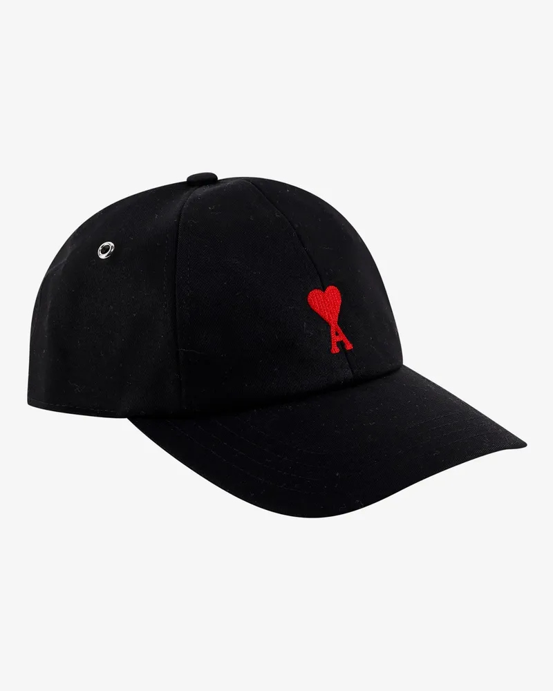 AMI Paris Men's Cotton Baseball Cap Black Hat Black