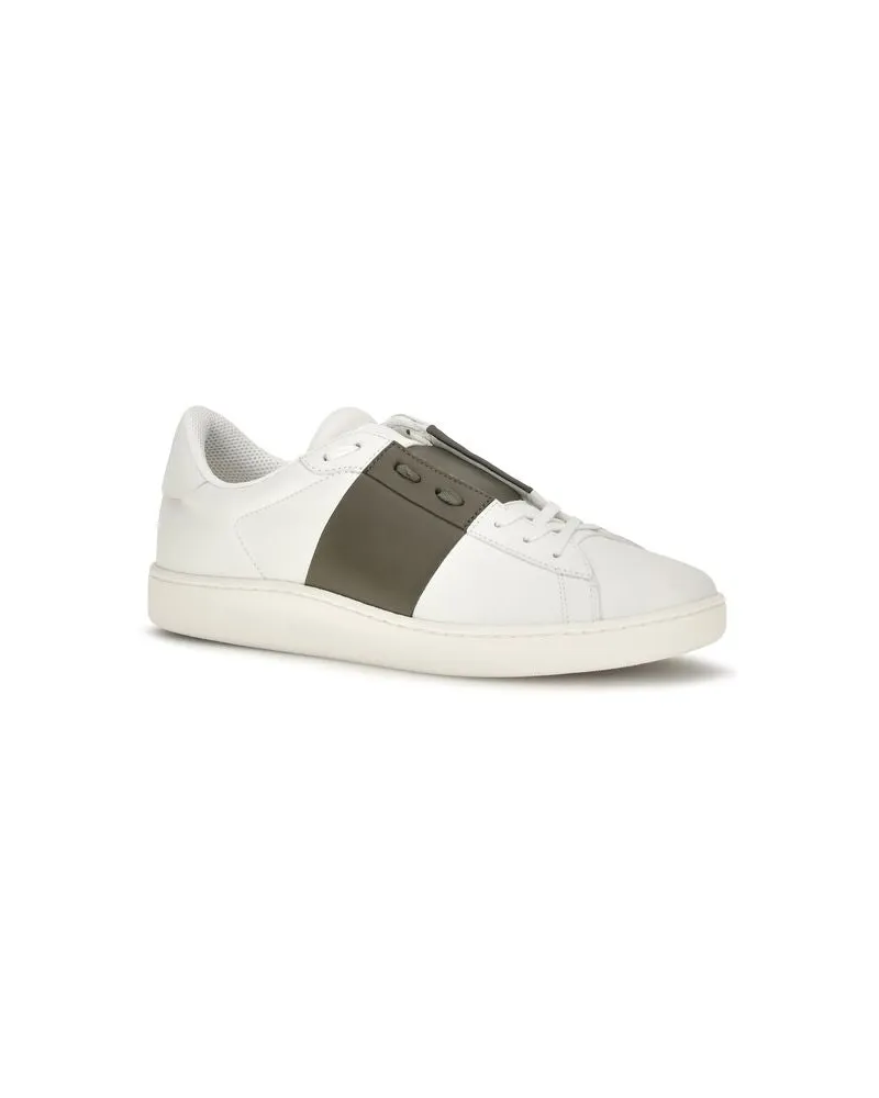 Valentino Garavani Men's White Calf Leather Bos Taurus Low Top Sneakers White