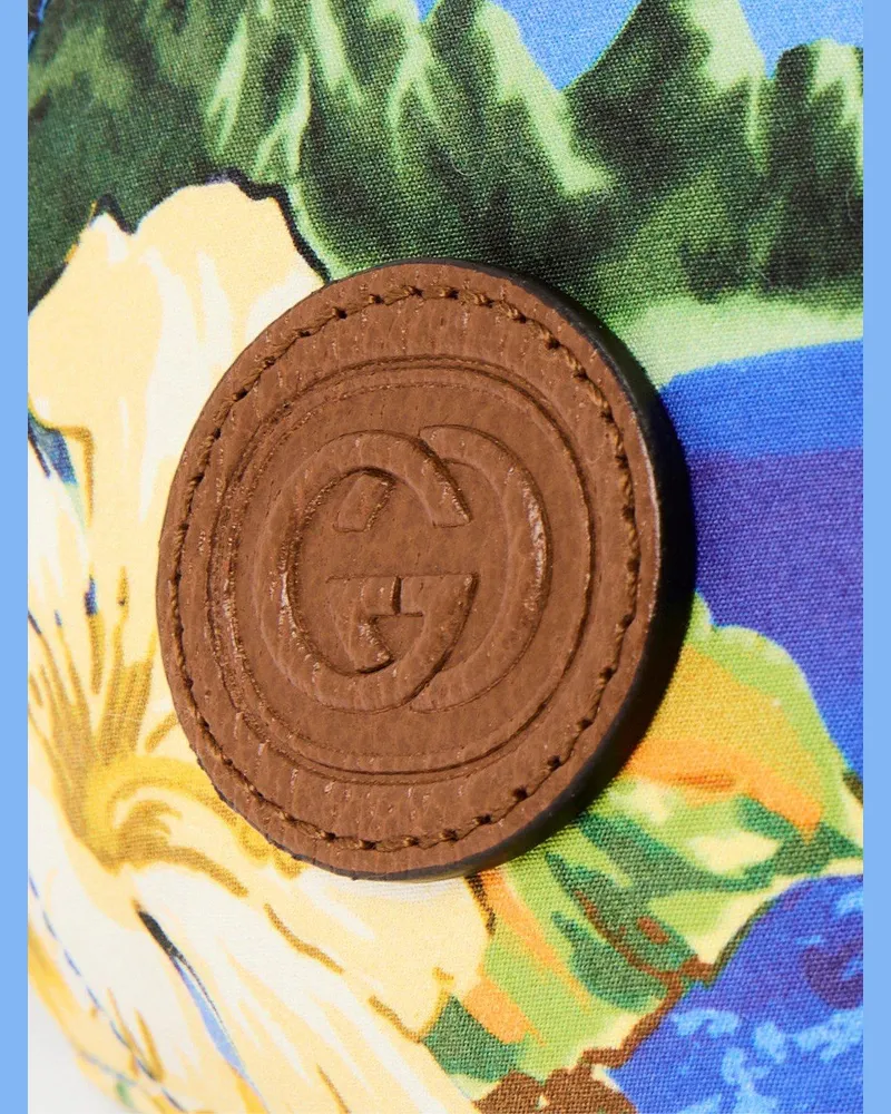 Gucci Men's Hawaiian Print Logo Patch Baseball Cap Multiple Colors Accessories > Beanies & Hats Blue