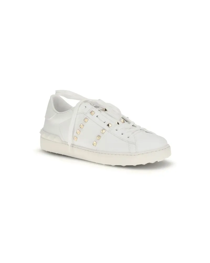 Valentino Garavani Men's White Calf Leather Bos Taurus Low Top Sneakers White