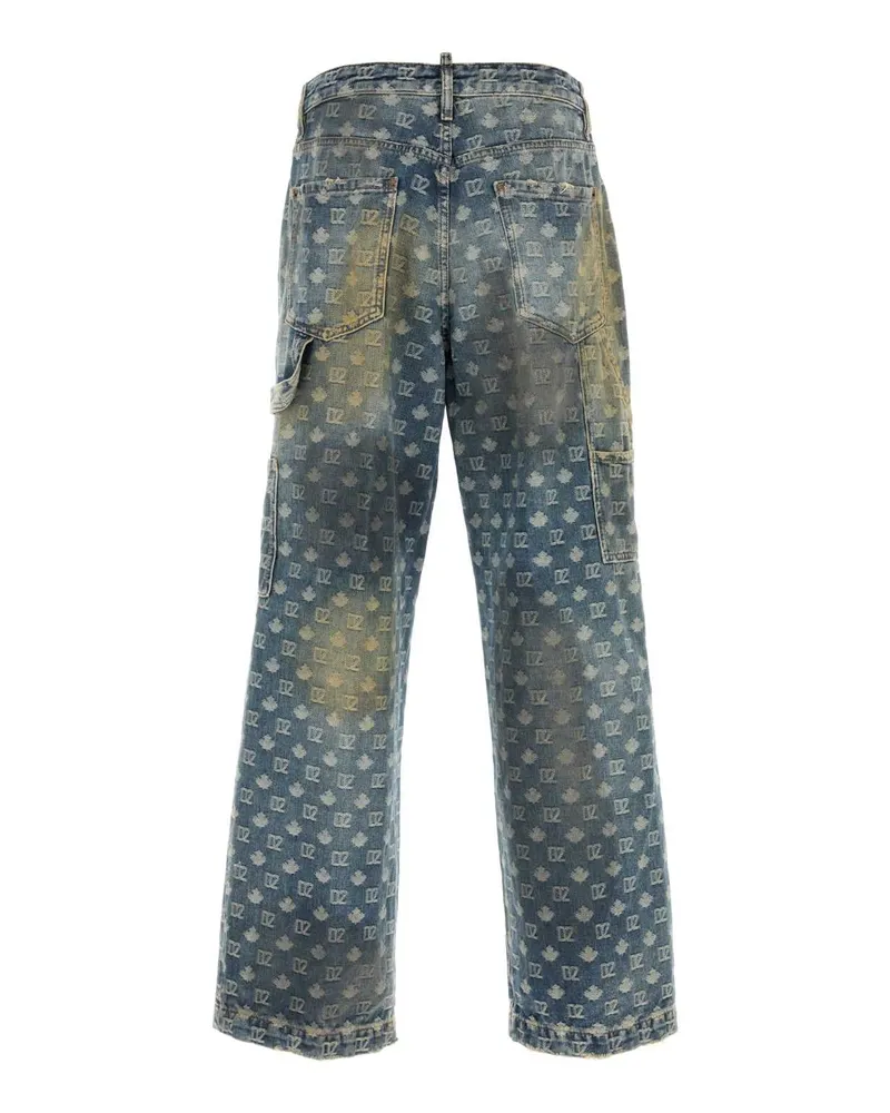 Dsquared2 Logo-Jacquard Denim Jeans — Navy Navy