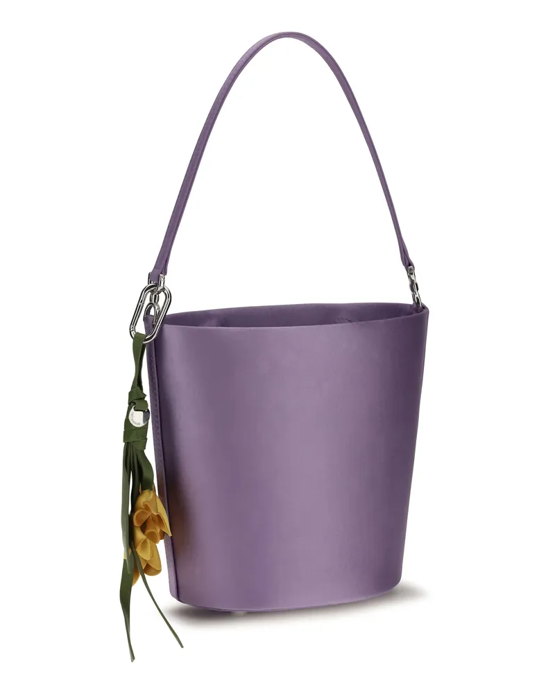 Self-Portrait Women's Satin Bucket Bag Lilac Polyester Purple