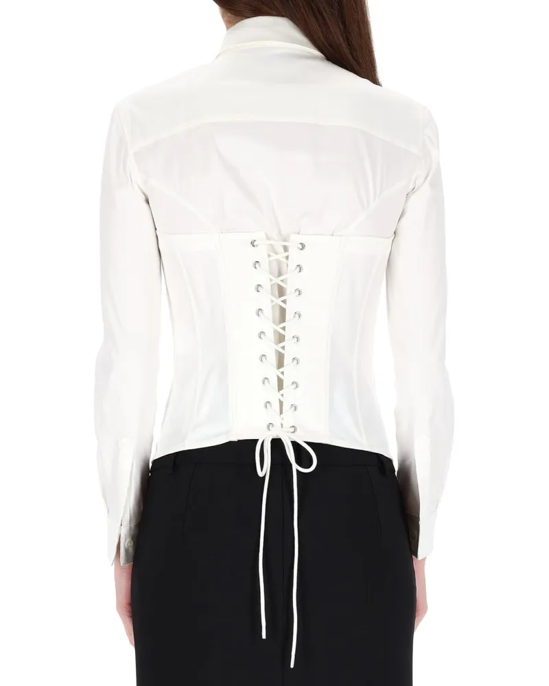 Balenciaga Corset Stretch-Cotton Shirt — White White