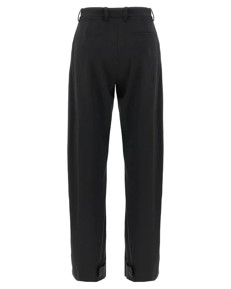 Moncler Wool-Blend with Pinced Pleats Trousers — Black Black