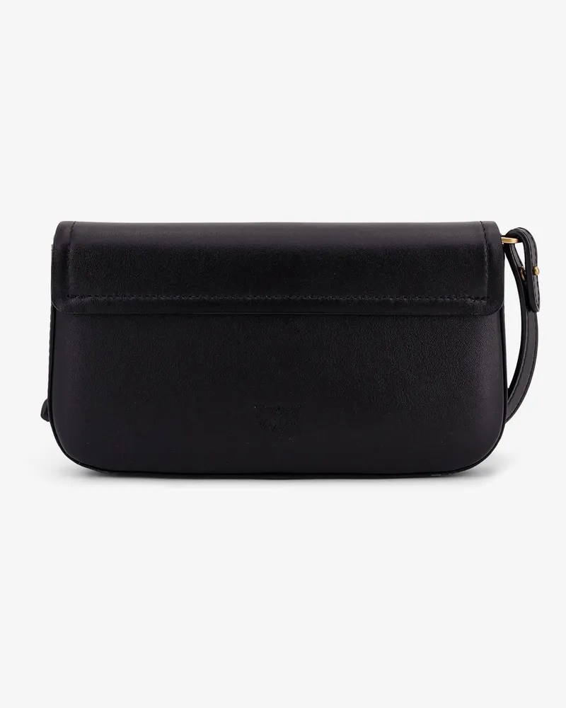 Pinko Women's Saddle Flat Leather Crossbody Bag Black Shoulder Black
