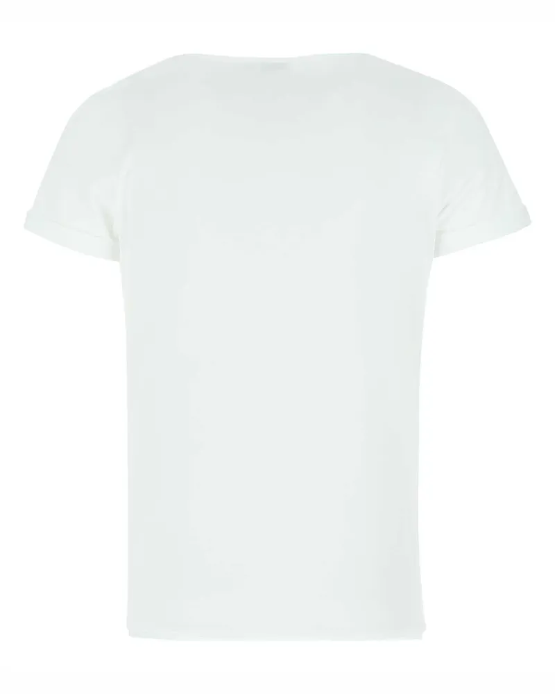 Saint Laurent Logo-Embroidered Cotton T-Shirt — White White