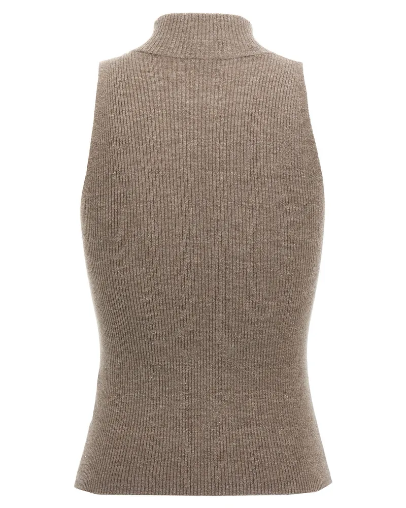 Brunello Cucinelli Women Brown Cashmere Sleeveles Sweater Clothing Brown