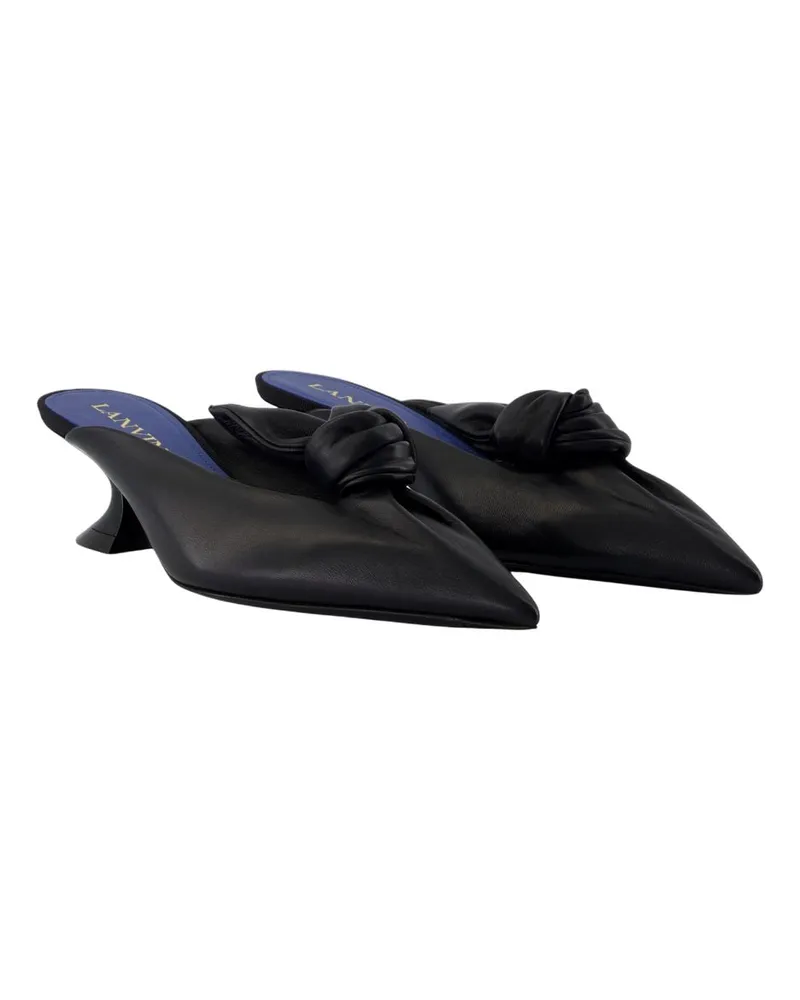 Lanvin Women's Kitten Bow Pumps -  Leather Black Lambskin Shoes Black