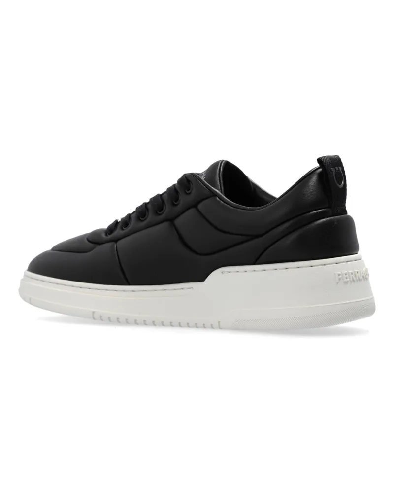 Ferragamo Men's Caro Sneaker Black Leather Rubber Sole Black