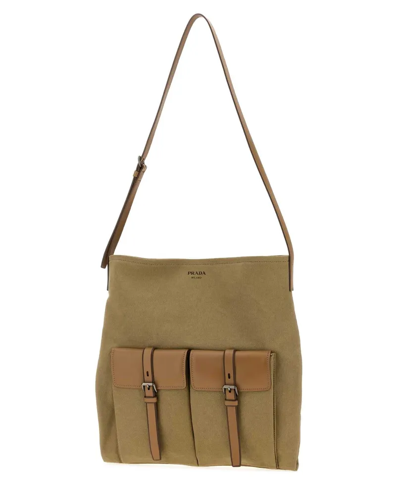 Prada Men's Khaki Canvas  Route Shopping Bag Kaki Borse A Mano Khaki