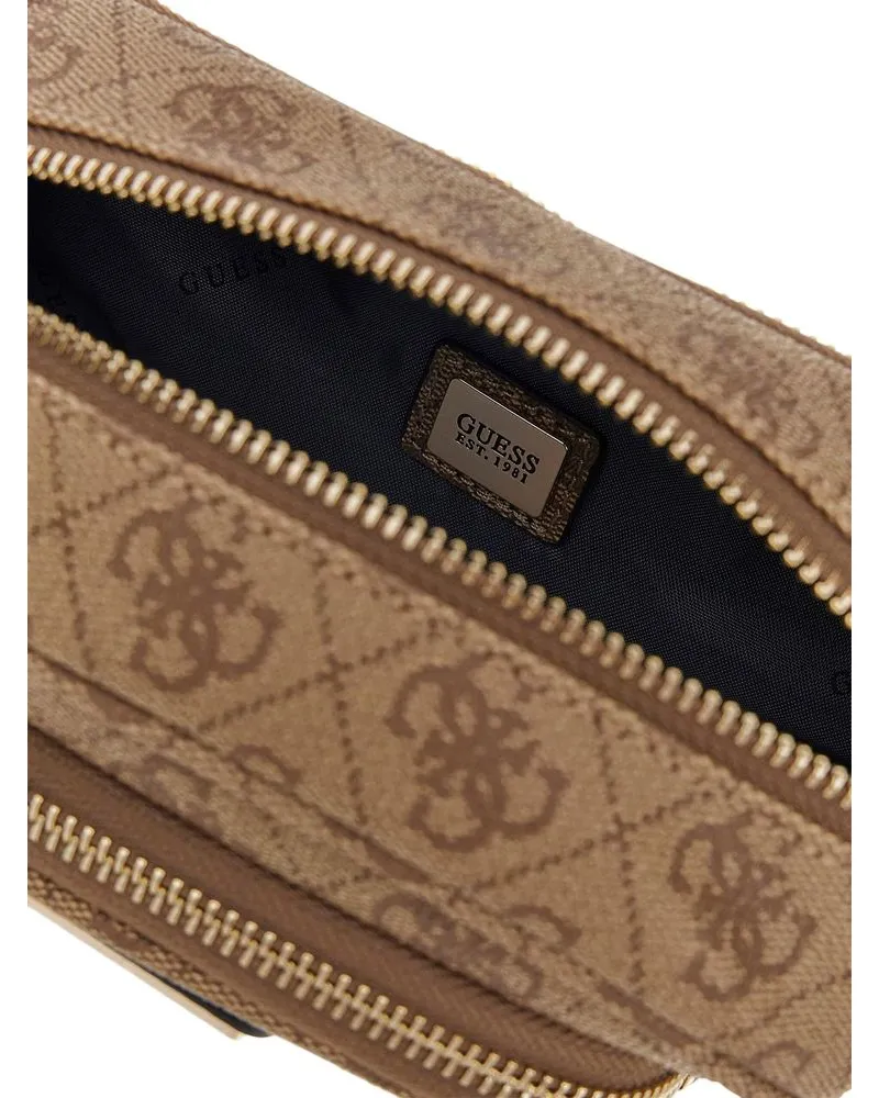 Guess Women's Pouch Latte Logo Polyurethane Bags - Pouches Beige