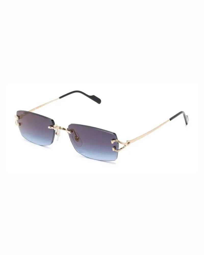 Cartier CT0550S Gold-Finish Metal Rimless Sunglasses — Gold Gold