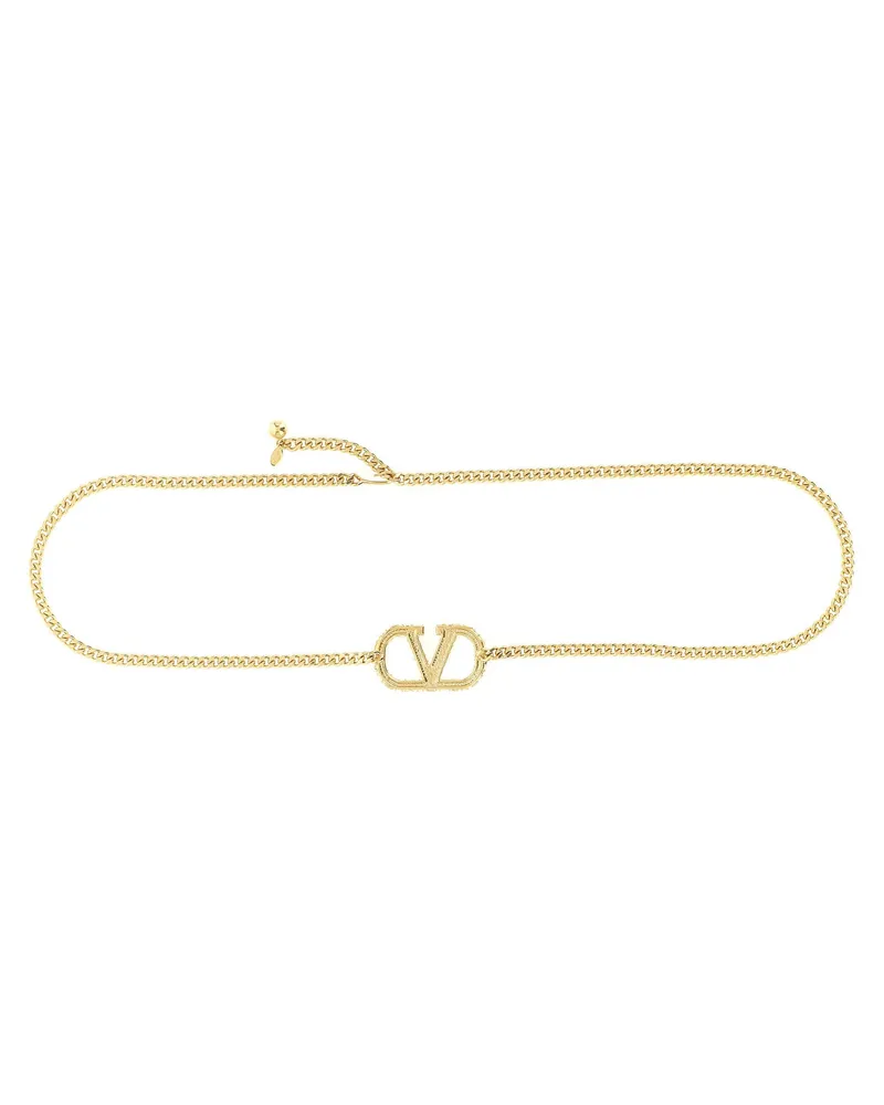 Valentino Garavani Crystal-Embellished Chain Belt — Gold Gold