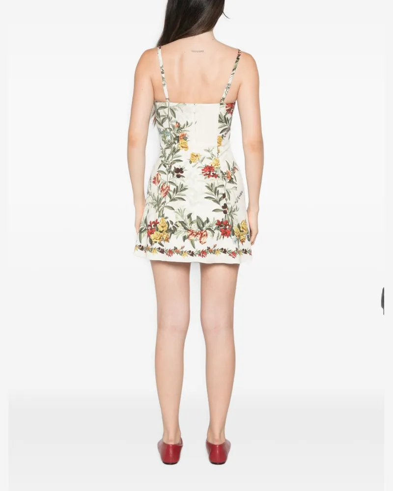 Alice + Olivia Floral-Print Cotton Dress — Cream Cream