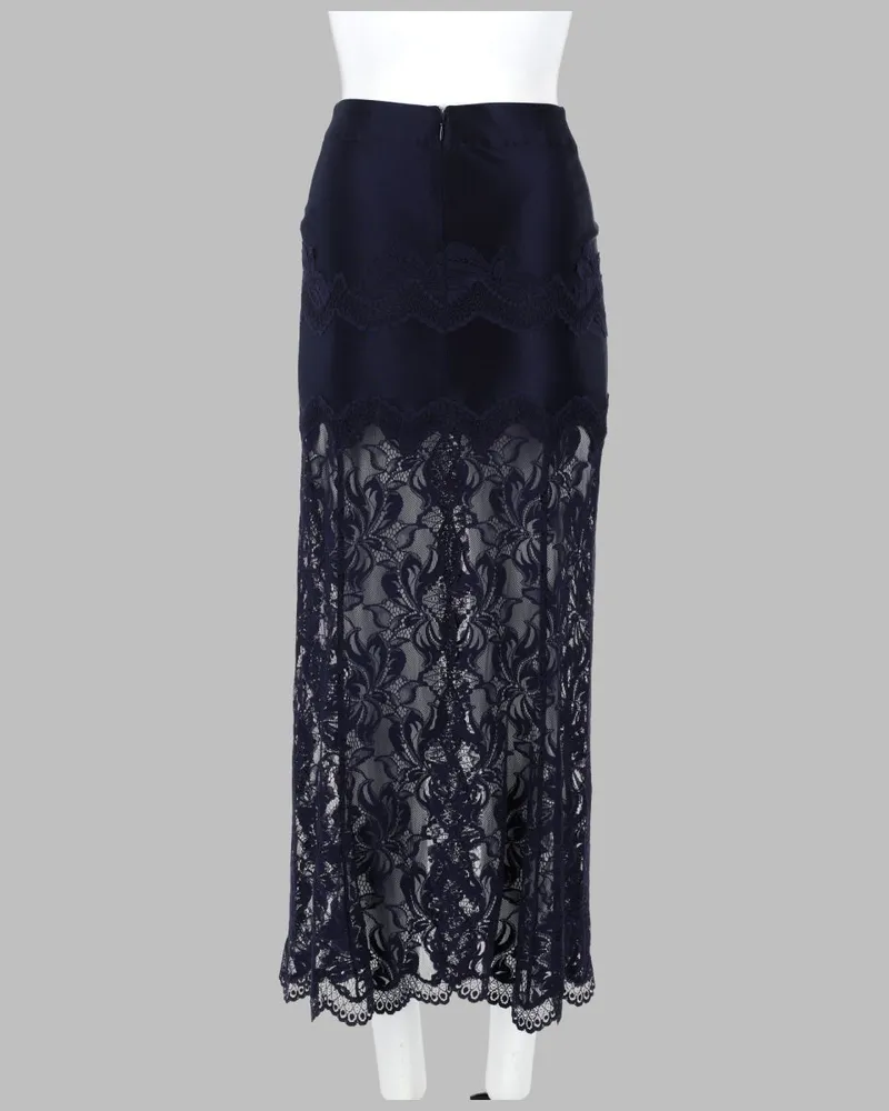 Paco Rabanne Lace and Jersey Skirt — Blue Blue