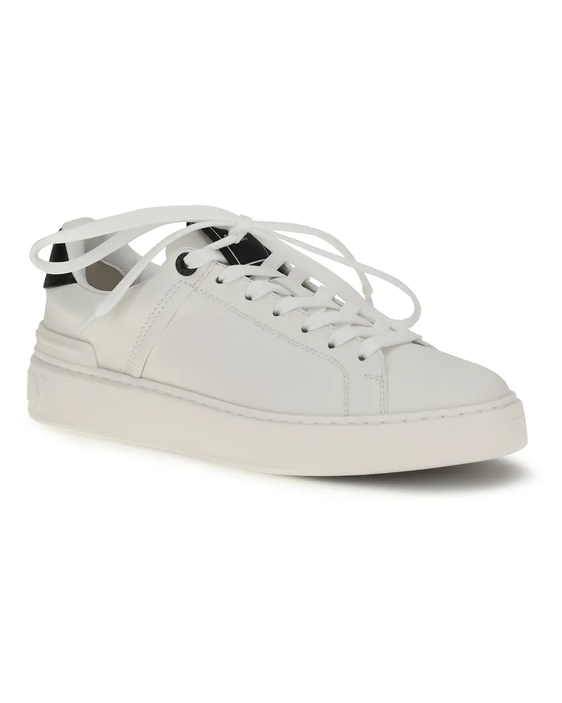 Balmain Women's B-Court Sneakers Calfskin Leather Gab Blanc-Noir Blanc/noir White