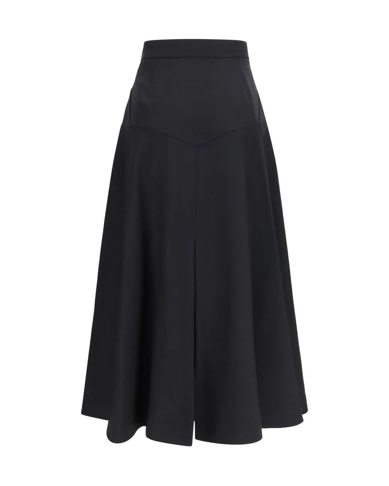 Burberry Women's Black Wool Oves Aries Midi Skirt Black