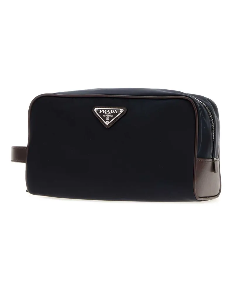 Prada Men's Navy Blue Re-Nylon  Speedrock Beauty Case Bleu Accessory Navy