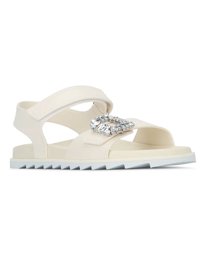Roger Vivier Women's Slidy Viv Strass Sandal 25 Cire Sandali Nylon / Sole: Rubber Beige