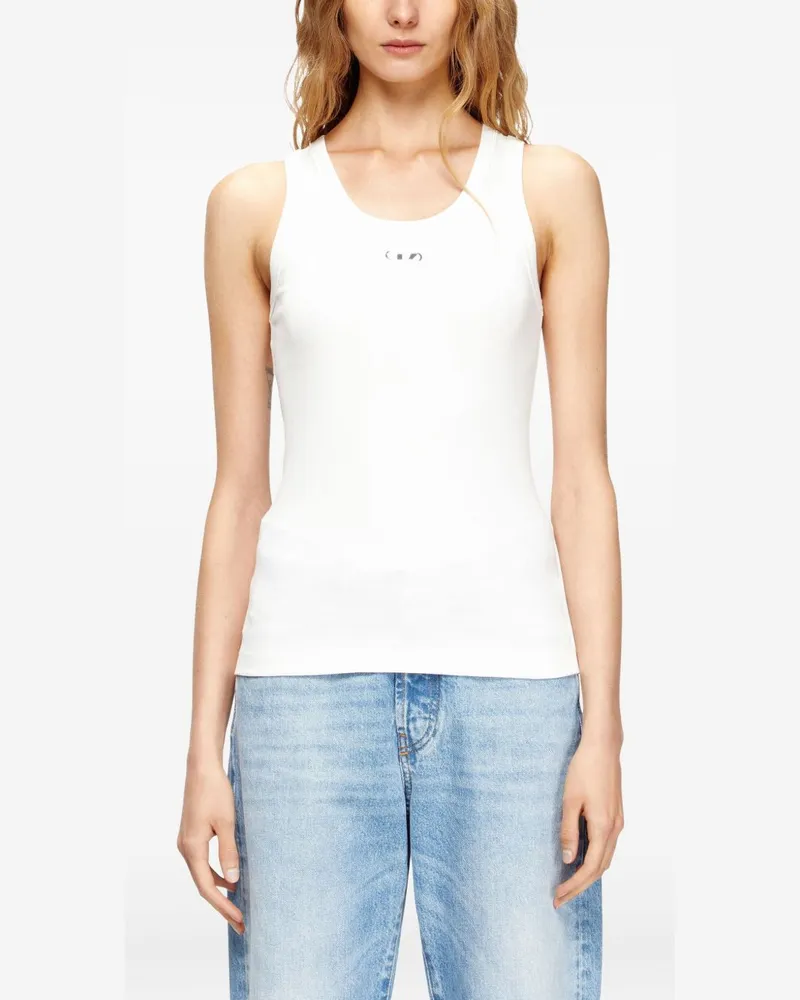 Diesel Logo Cotton Tank Top — White White
