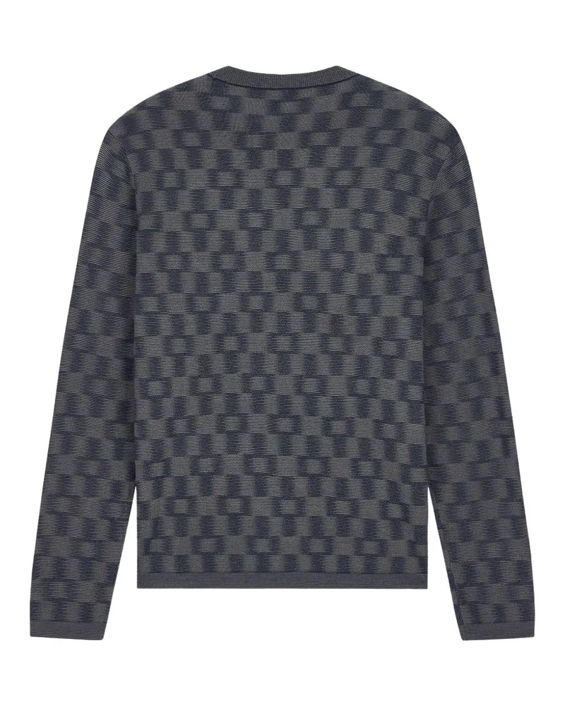 Emporio Armani Virgin Wool Optical Knit Sweater — Navy Navy