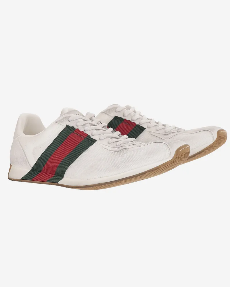 Gucci Men's Sneakers Tempo White Suede And Mesh Trainers White