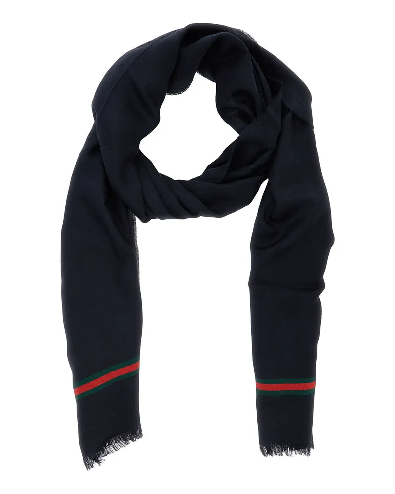 Gucci Men's Silk Twill Scarf Blue Scarfs Navy