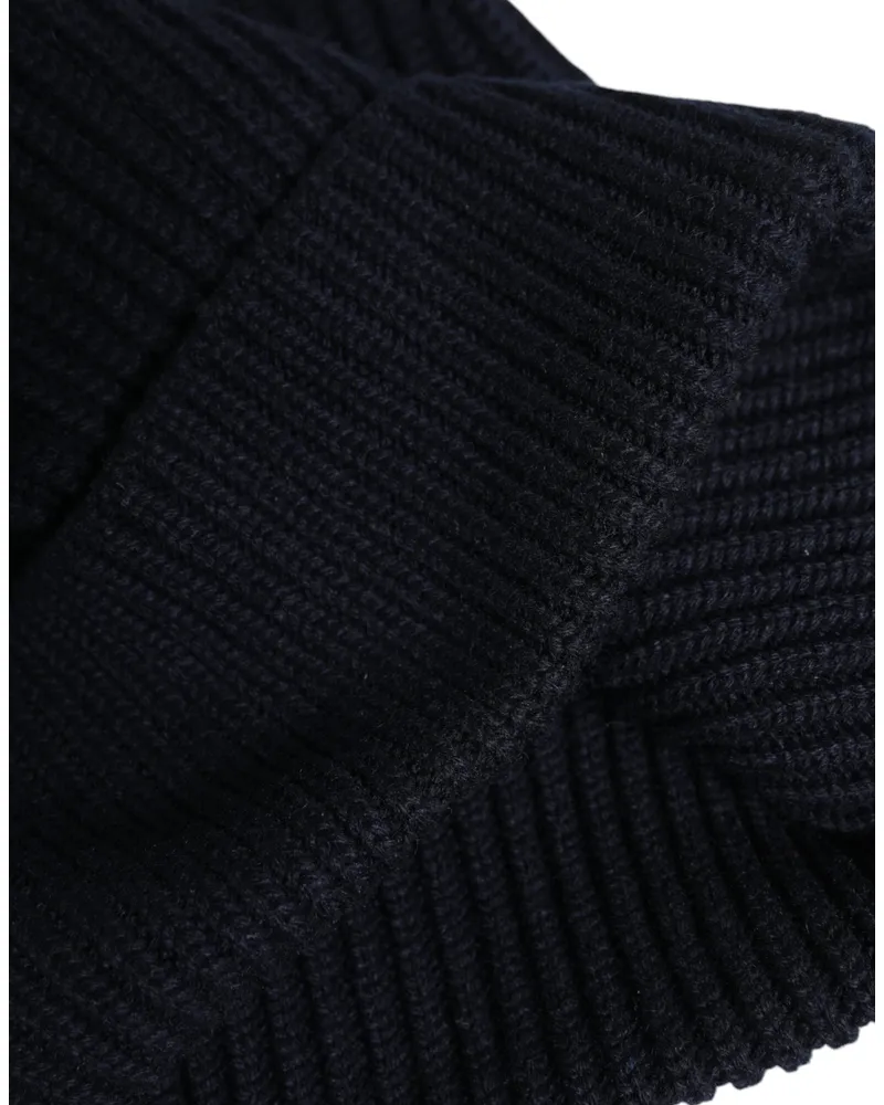 Dolce & Gabbana HAT9735 Cashmere Ribbed Knit Beanie — Black Black