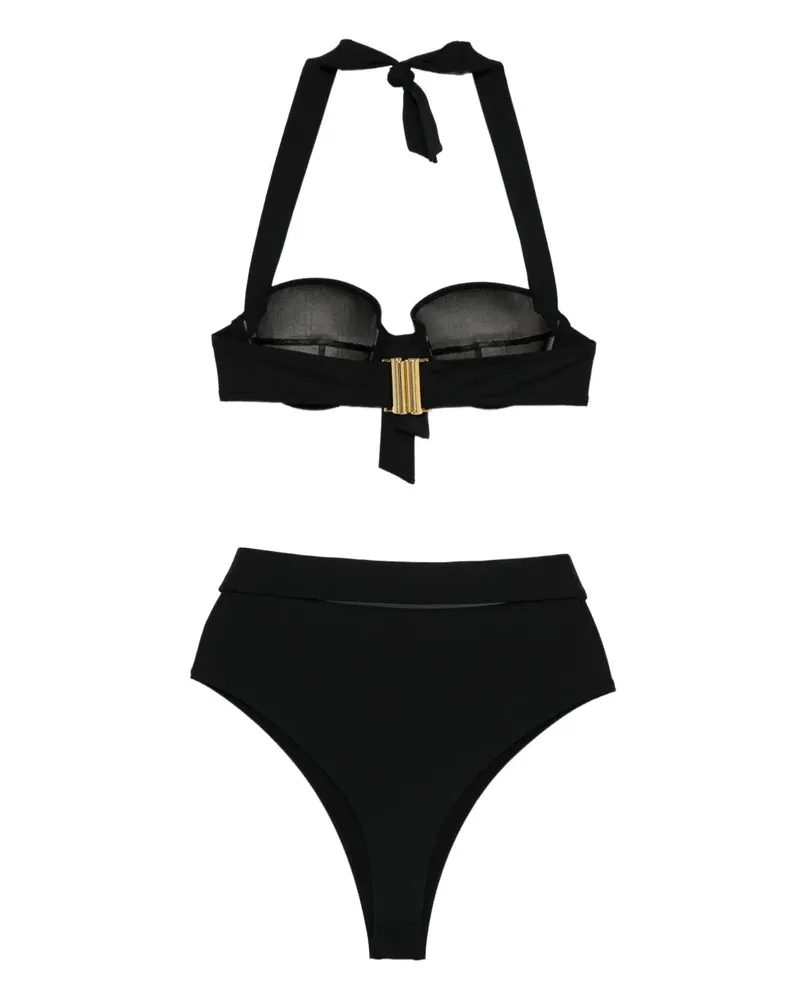 Balmain Women's Halterneck Belted Bikini Ss25 W Black