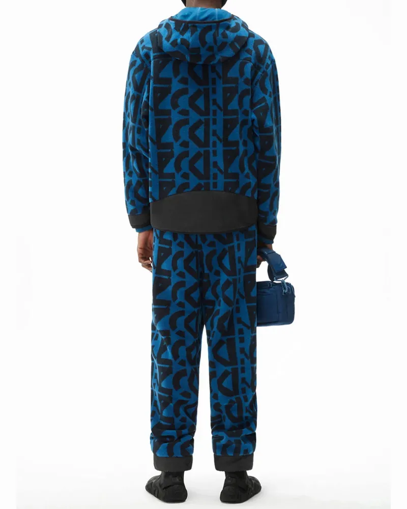 Kenzo Men Allover Monogram Zipped Hoodie Blue Clothing > Knitwear Blue