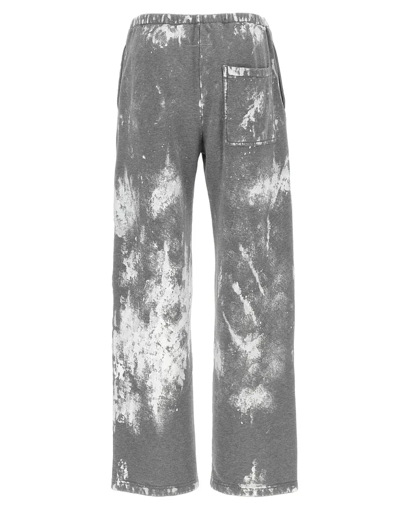 Maison Margiela Paint-Splattered Mélange Cotton Joggers — Gray Gray