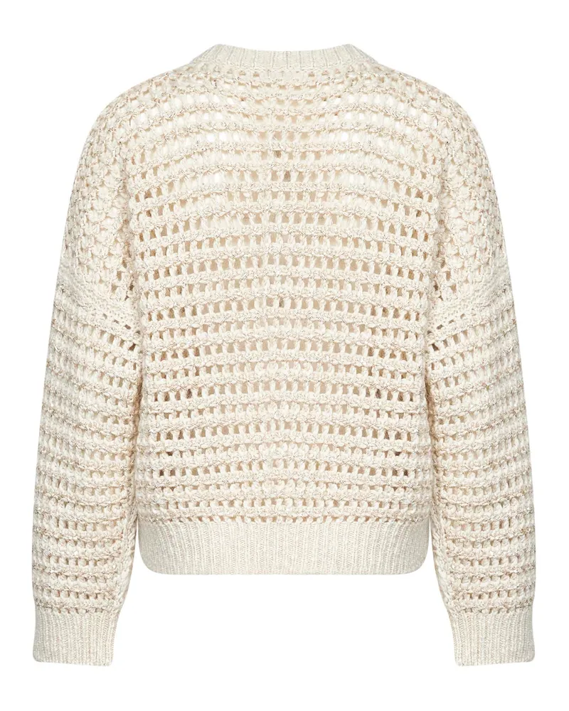 Brunello Cucinelli Women's Net-Knit Sequin Sweater Beige Beige