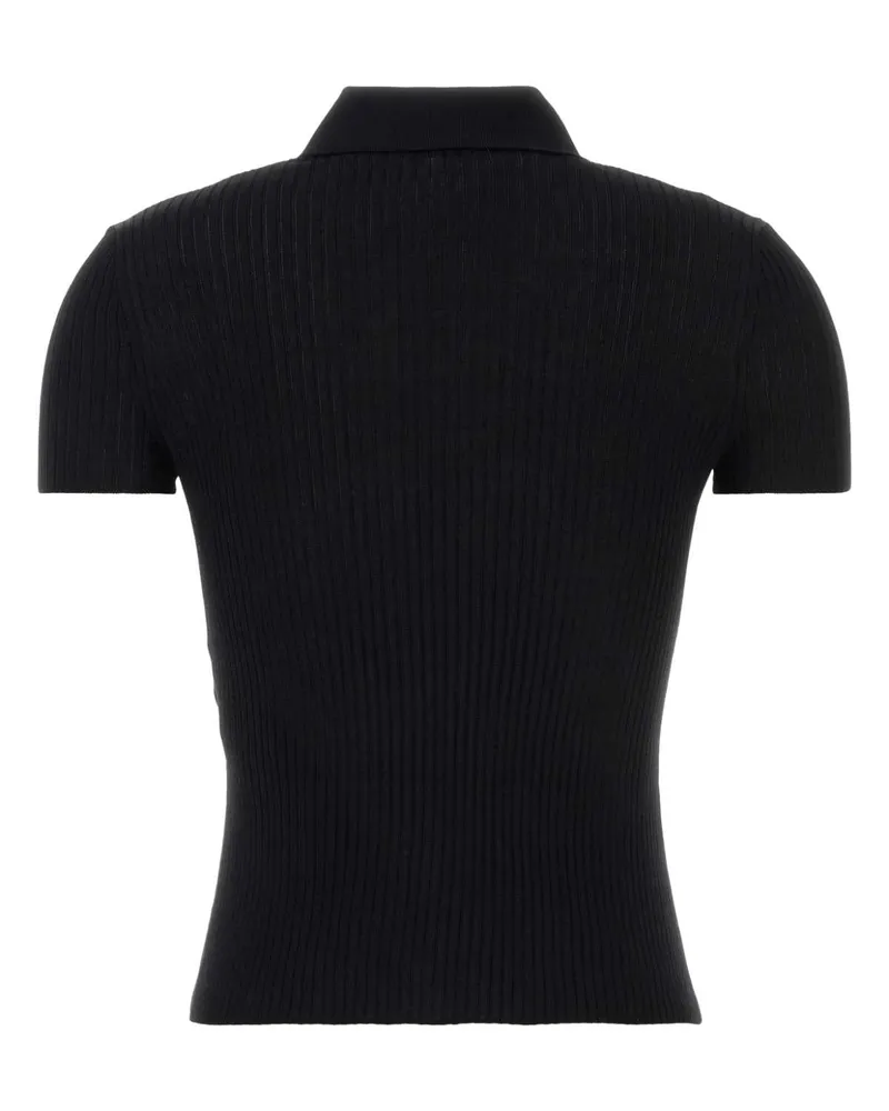Balenciaga Ribbed Viscose-Cotton Polo Shirt — Black Black