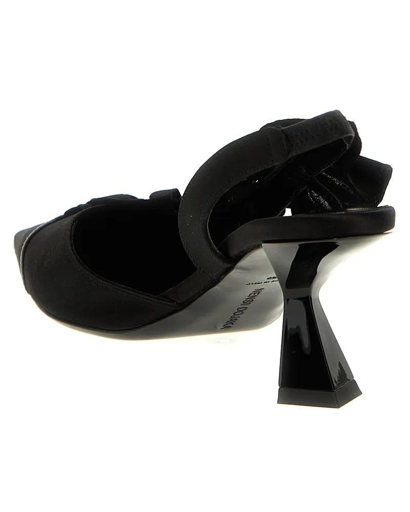 Nensi Dojaka Ruffle Satin Slingback Heel — Black Black