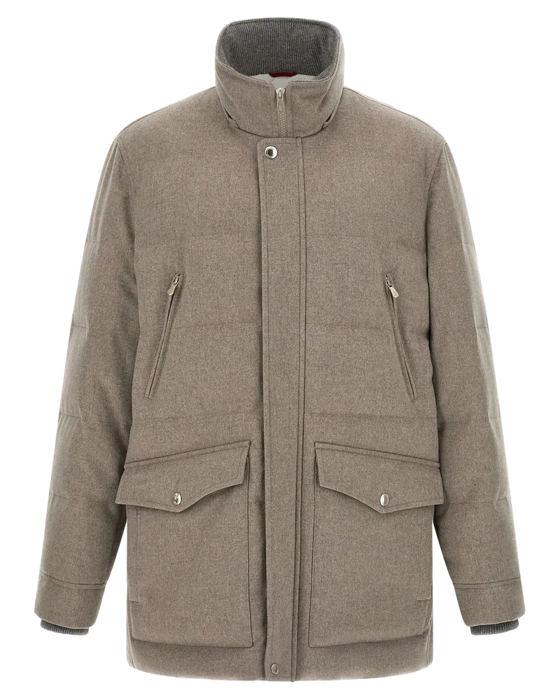 Brunello Cucinelli Wool Flannel Parka — Beige Beige