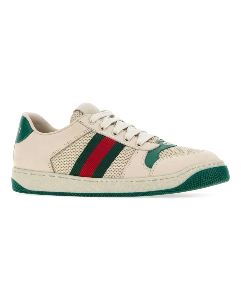 Gucci Women's Ivory Mesh And Suede Screener Sneakers Wswsemevrvwseme T Polyester Beige