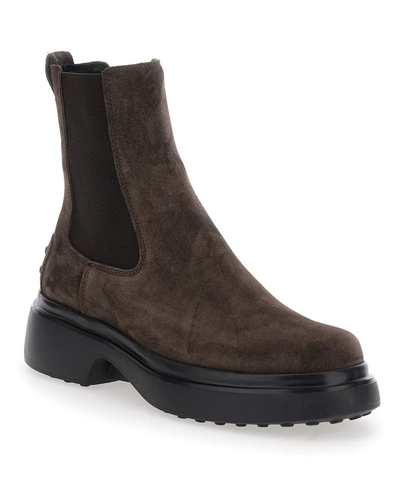 TOD'S Women's Brown Leather Ankle Boots Sheep Brown