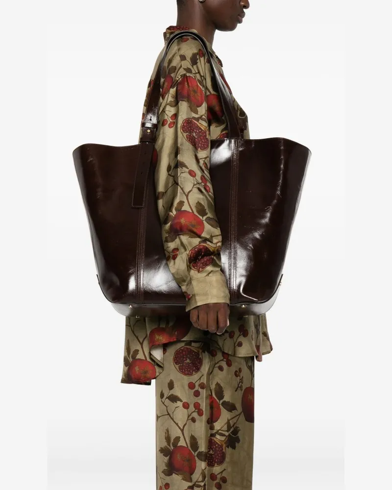 Golden Goose Calfskin Leather Tote Bag — Brown Brown