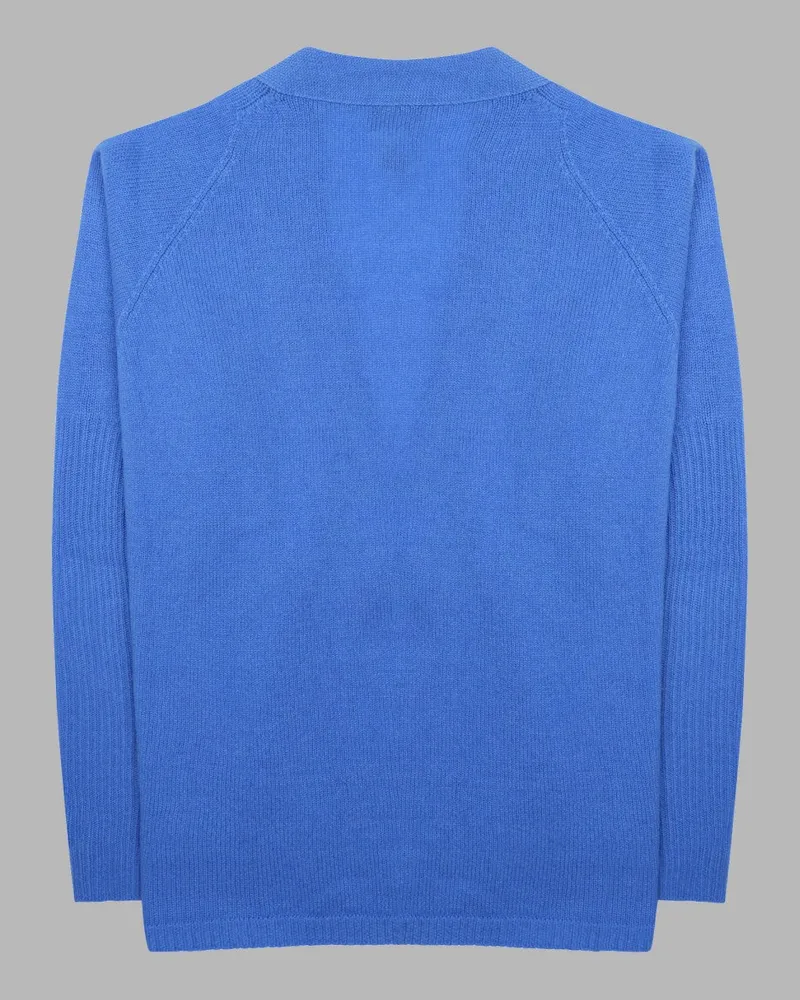 ALYSI Merino Wool and Cashmere Cardigan — Blue Blue