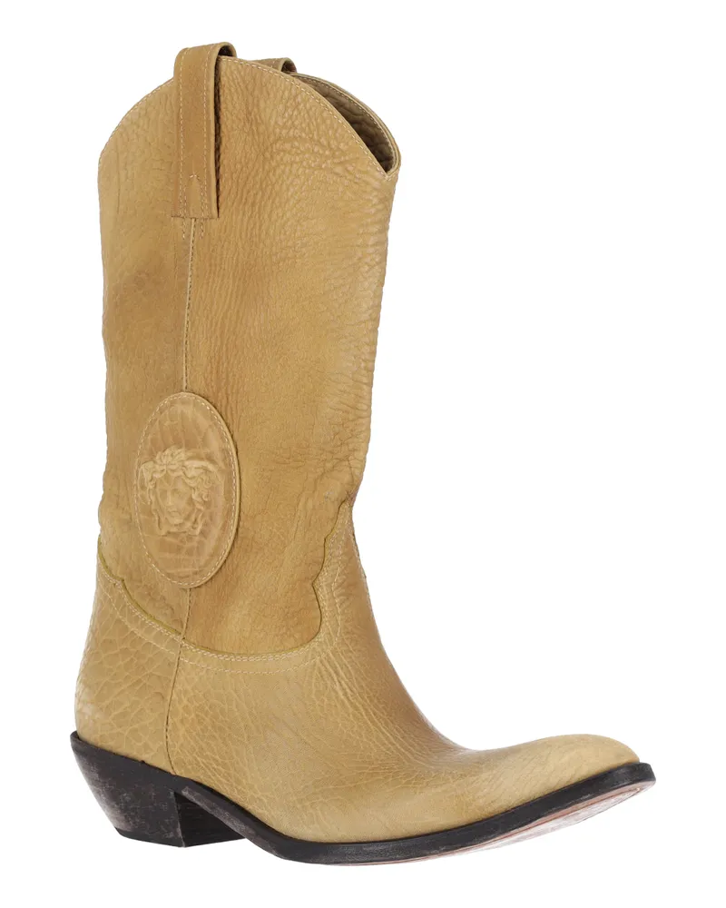 Versace Women's Boots Taupe Calf Leather Taupe