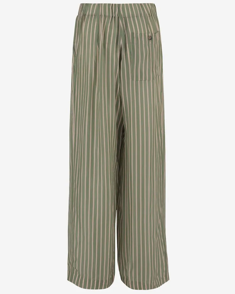 Dries van Noten Women's Trousers Striped Cupro Green Green
