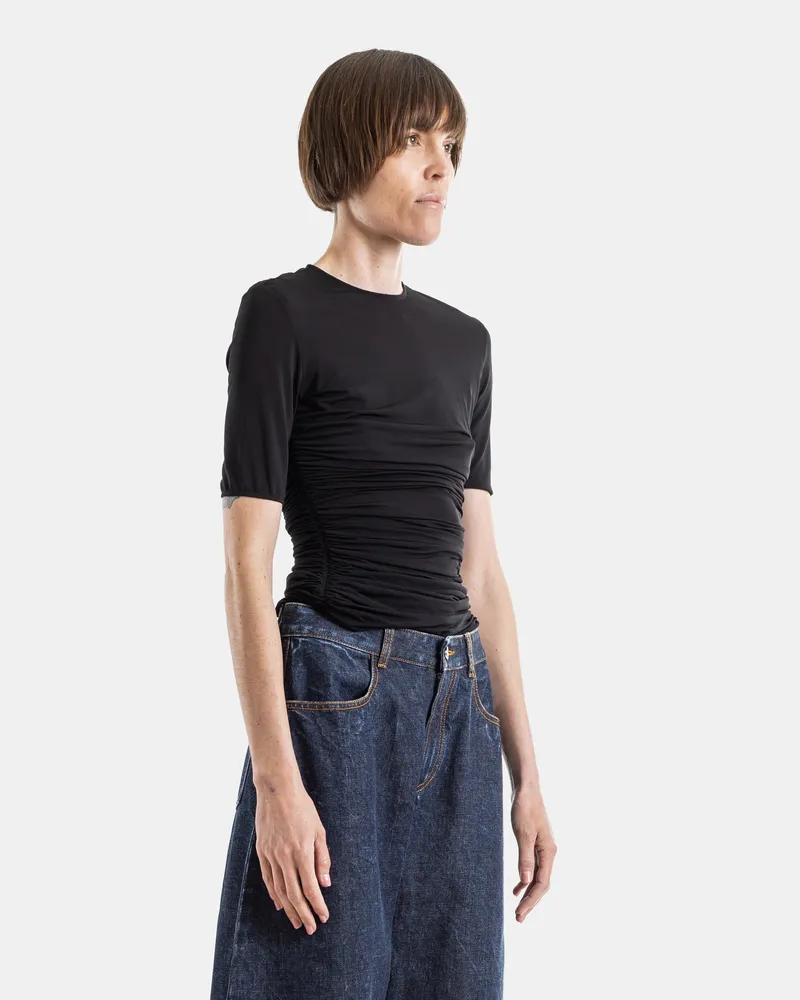 Alaïa Women's Ruched Stretch-Jersey T-Shirt Black T-Shirts And Polos Black