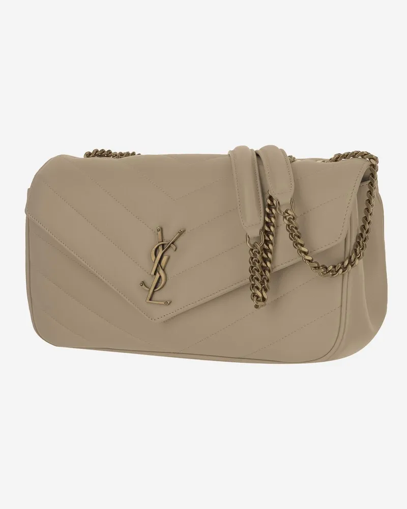 Saint Laurent Women's Medium Loulou Bag Beige Lambskin Shoulder Beige