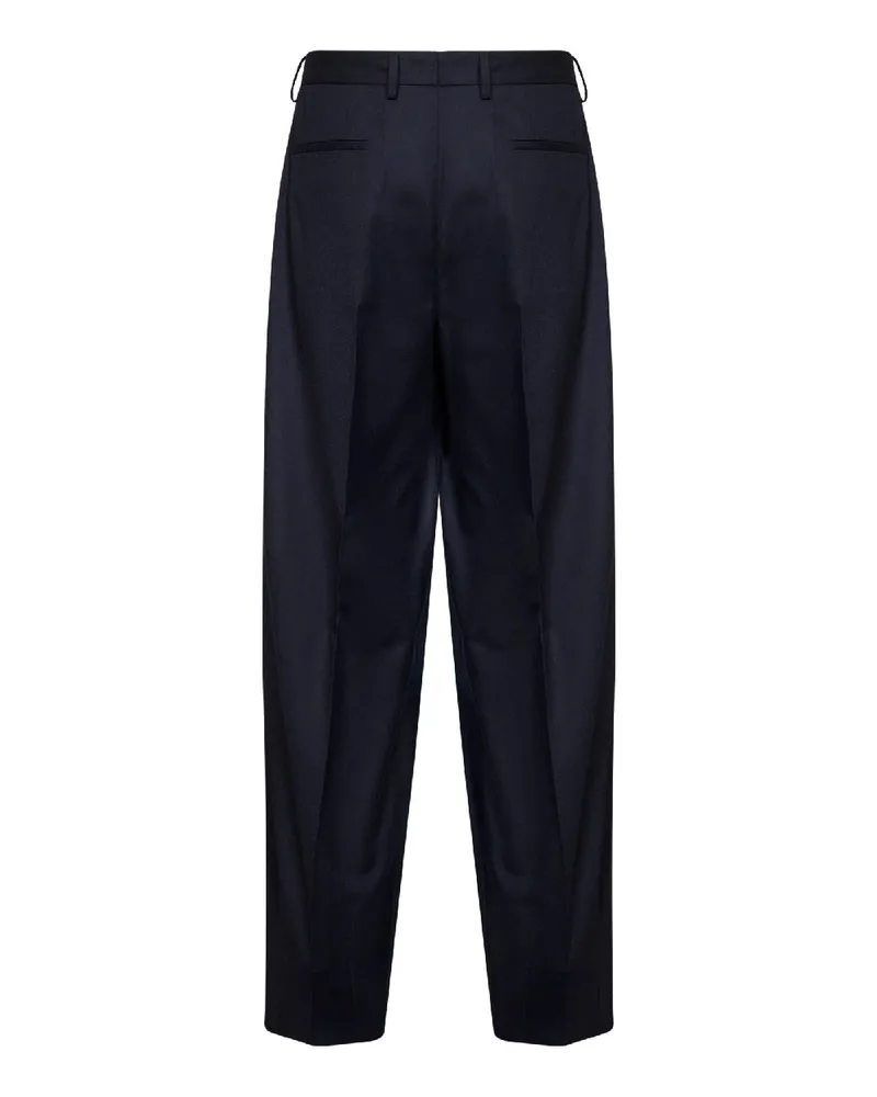 Dolce & Gabbana Men's Tailored Trousers Dark Blue Stretch Flannel Cotton Navy
