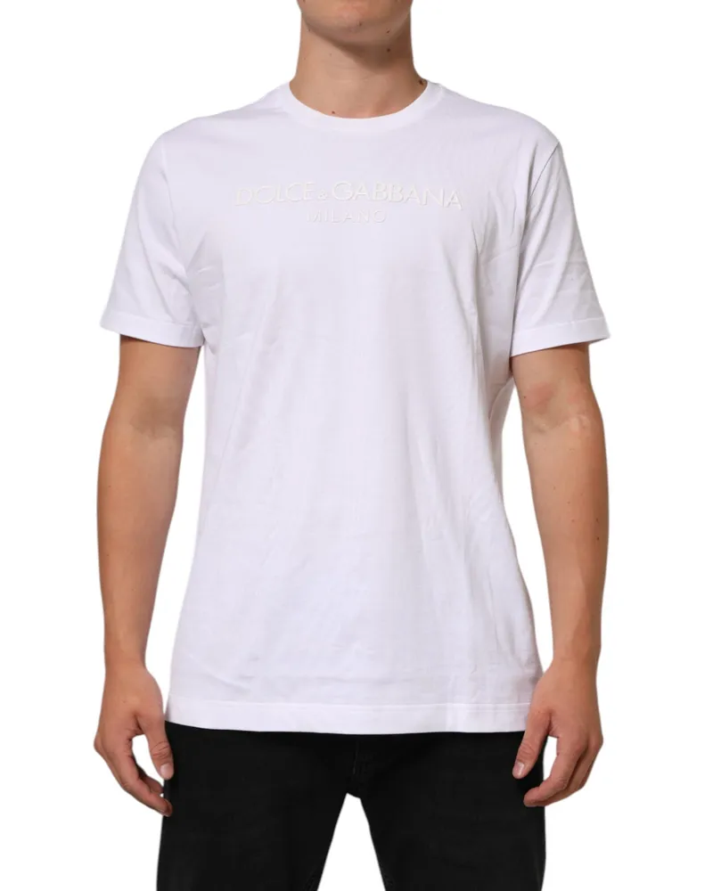 Dolce & Gabbana Men's White Cotton Crew Neck Short Sleeves T-Shirt White